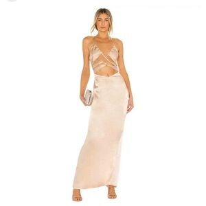 Michael Costello X Revolve Josie Satin Cutout Maxi Dress